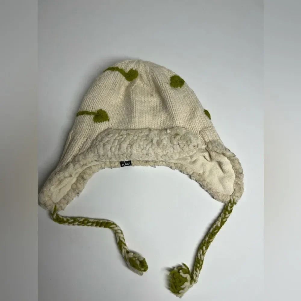 Wool Gray Olive Green Yellow Wool Tassel Hat One size Made in Ecuador Handmade